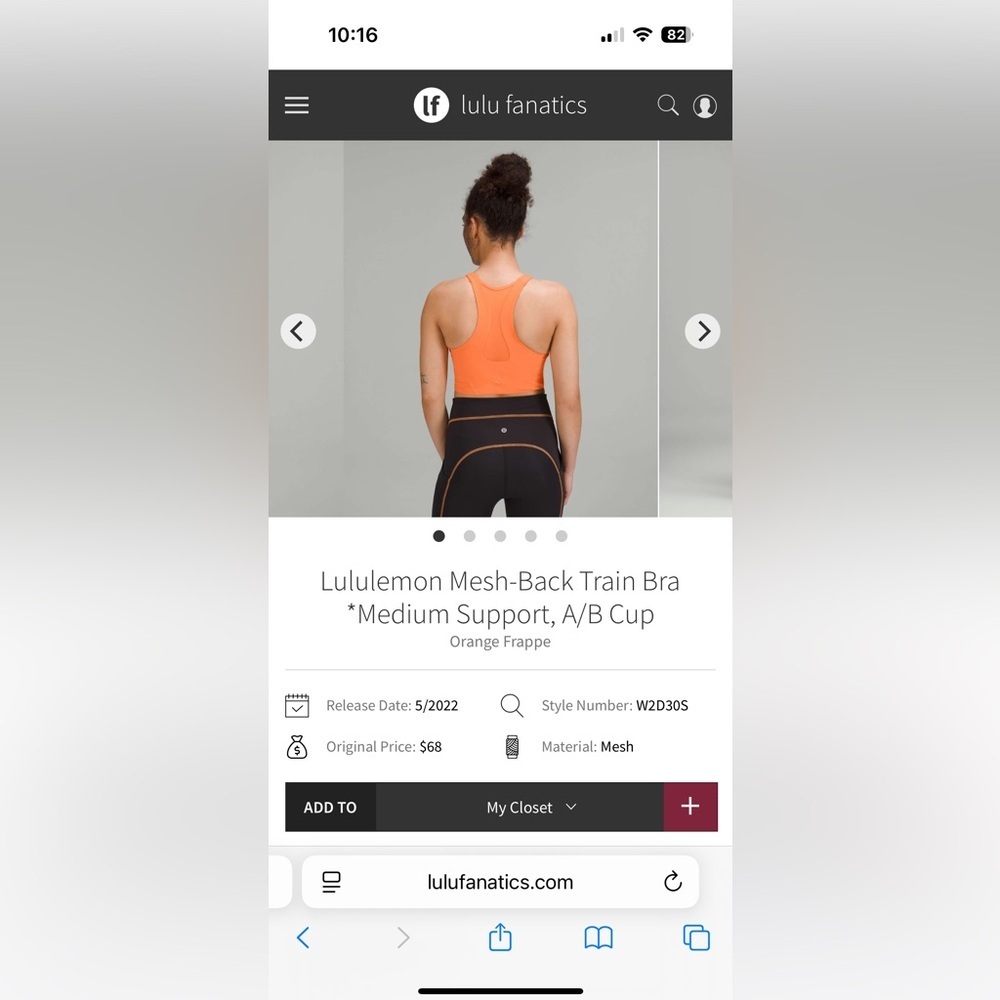 Lululemon Mesh Back Train Sports Bra - Picture 3 of 3